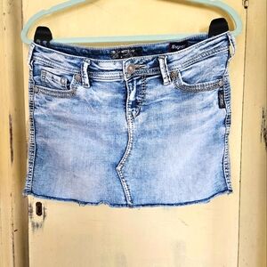 Silver francy denim mini skirt sz 29